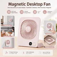 Ventilateur de bureau à adsorption magnétique, rechargeable par USB, batterie, flux d'air puissant, pliable, utilisation en extérieur, pour camping-car, en plastique, fonctionnement en anglais