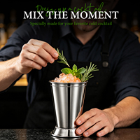 Gelas Mint Julep Stainless Steel 400ml 14oz, Mug Koktail Logam dengan Detail Berhias, Gelas Mojito Anti Pecah untuk Bar, Pesta, Hadiah Pernikahan