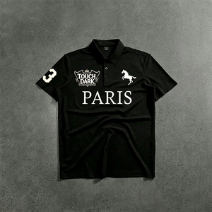 Polo Casual da <span class=keywords><strong>Uomo</strong></span> con Stampa Lettering e Bottoni Frontali, <span class=keywords><strong>Manica</strong></span> Corta, Stile Streetwear Premium Rainbow Spray - Product Image 1