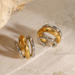 Pendientes Huggie de Acero Inoxidable, Diseño Geométrico en Oro y Plata, Joyería para Mujer, Pendientes de Titanio, Pendientes Colgantes de Moda - Product Image 4