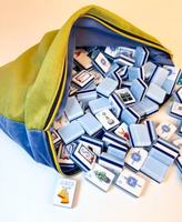 Ensemble de Mahjong de Noël en Acrylique Bleu Clair 160 Tuiles – Jeu Festif de Designer avec Motifs Renne et Casse-Noisette – Coffret Cadeau de Luxe