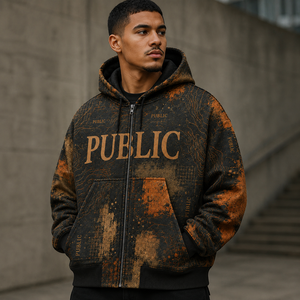 Sweat à capuche court pour homme, personnalisé, zippé, imprimé intégral, style streetwear, tricoté, coupe oversize, 100% coton, impression numérique, collection automne - Product Image 3