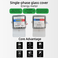 Meter Energi Cerdas Satu Fasa dengan Layar LCD, Pemasangan Tetap, Meter Mekanis, Penutup Kaca Tunggal, Meter Energi Watt Jam