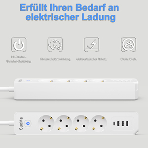 OEM GS 4 EU Power Strip Switch 3 <b>USB</b>-A 1 Type-<b>C</b> Ports 16A 4 Outlet Extension Socket Modern Style Europe <b>Plug</b> - Product Image 5