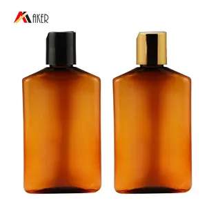 Botol sampo kondisioner rambut Losion badan bening Amber cetak layar Amber kosong 200ml plastik PET kustom dengan tutup sekrup cakram