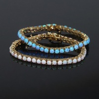Collier ras du cou pour femme en or plaqué de haute qualité avec opale bleue et blanche, style tennis, collection été 2026