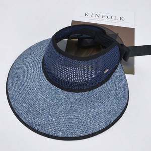 Chapeau de soleil de plage pliable à large bord et dessus ouvert, protection UV, en paille, pour femme, visière d'été - Product Image 5