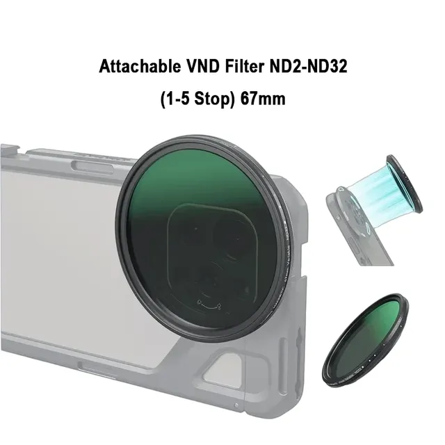 For SmallRig 4581 67mm Magnetic Variable ND2-32 Filter 1-5 Stop No Vignetting Filter with Threaded Ring iPhone 15 Pro S24 Ultra