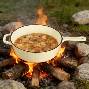 <span class=keywords><strong>Olla</strong></span> Holandesa de <span class=keywords><strong>Hierro</strong></span> <span class=keywords><strong>Fundido</strong></span> Esmaltado Blanco con Doble Asa, <span class=keywords><strong>Olla</strong></span> Profunda para Uso Versátil en la Cocina, para Hornear Pan, Sopa y Caldos - Product Image 5