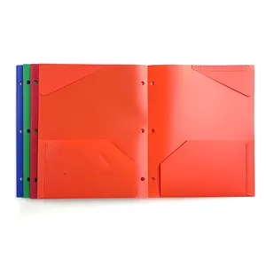 High Quality Plastic PP Stationery File Custom Presentation Folders Double Pocket 3 Hole Folder For Binder Paper Protection