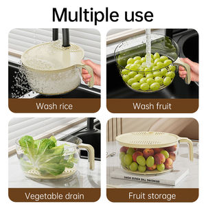 UFORU çok fonksiyonlu mutfak saklama kapları sebze meyve pirinç plastik boşaltma sepeti buzdolabı için kapaklı - Product Image 3