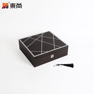 DS 12 Slots Biodegradable MDF Matte Wood Display <b>Black</b> Glossy Luxury Big Rectangle Watch <b>Box</b> - Product Image 3