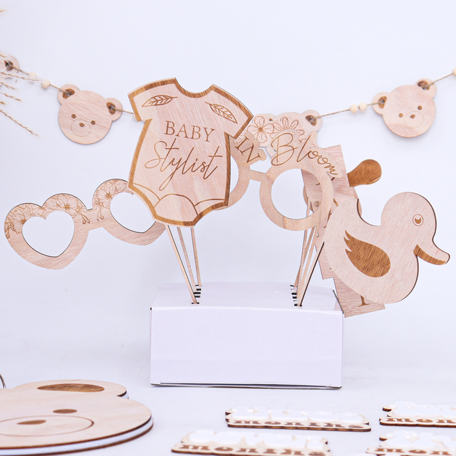 7 Pcs Natural Wooden Baby Shower Party Photo Props Kids Folk Art Style Fairy Accessories Stick Star Magic Wand