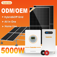 Système d'énergie solaire hybride Sunroko hors réseau 3Kw 3Kva 5Kw 6Kw 10Kw, système solaire intégré tout-en-un