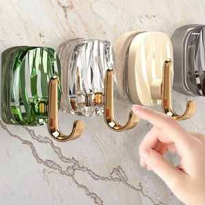 Self-Adhesive Acrylic Bathroom <strong>Hook</strong> Punch-Free <strong>Wall</strong> Mounted Towel Hanger Coat <strong>Key</strong> Hanging <strong>Hooks</strong> for Home Decor Coat Rack - Product Image 2