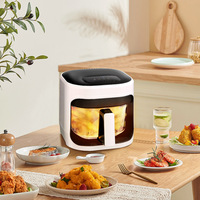 Friteuse à air carrée 8L avec fenêtre, machine à frites en verre, friteuse électrique multifonction grande capacité pour la maison