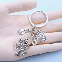 Porte-clés Arbre de la prospérité et de la richesse financière, Calculatrice abaque, Sac d'argent en dollars américains, Arbre à monnaie, pour comptable