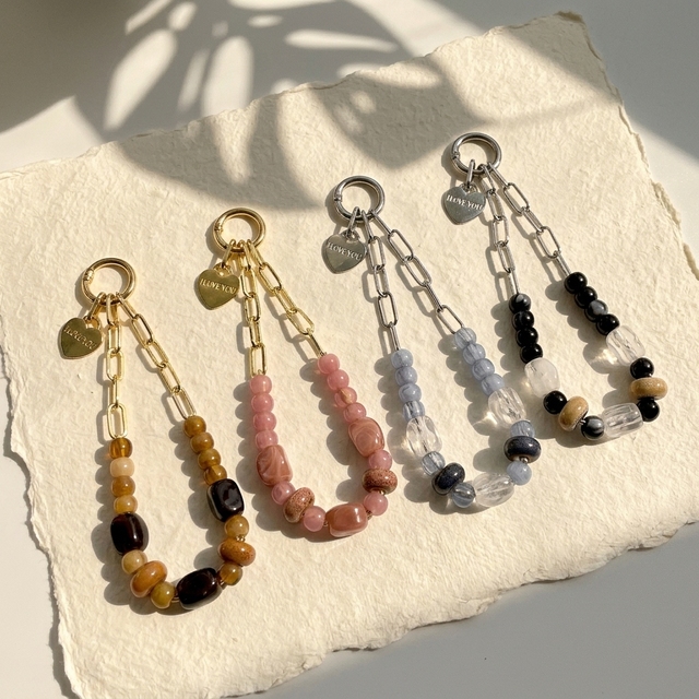 Mixed Beaded Metal Chain Heart Phone Strap Y2K Bohemian Love You Heart Charm Lanyard With Connection Patch For Girls Women Gift