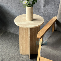 Table basse de luxe en travertin beige blanc naturel plinthe basse salon en marbre Table basse Wabi-Sabi personnalisée Table d'appoint