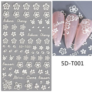 Venta al por mayor personalizado 3D/5D línea de flores blancas pegatinas de <span class=keywords><strong>uñas</strong></span> <span class=keywords><strong>relieve</strong></span> <span class=keywords><strong>en</strong></span> <span class=keywords><strong>relieve</strong></span> Adhesivo acrílico esmalte envolturas DIY Prensa <span class=keywords><strong>en</strong></span> - Product Image 2