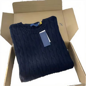 Custom Logo Front <b>Men's</b> Vintage Wool Breathable Autumn Thick Knit Slim Fit <b>Fleece</b> <b>Jumper</b> with Jacquard Horse Pullover - Product Image 3