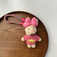Porte-clés en peluche ours RW avec cordon coloré, cadeau pour sac à main, breloque mignonne en peluche pour femme