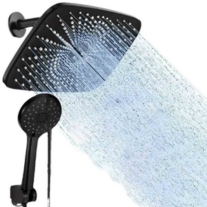 12 Inch Rectangular Rainfall Showerhead with 70" Hose & <b>Bracket</b> Wide <b>Black</b> RainFall Showerhead Adjustable Bathroom Showerhead - Product Image 1