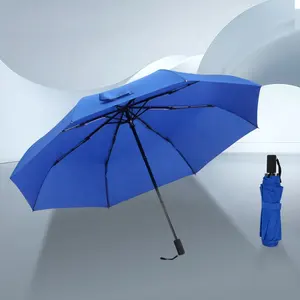 高品质21英寸玻璃纤维铝框3折手动雨伞