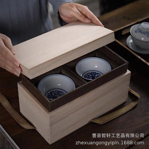Paulownia Wood Storage Box Rectangle Stackable Gift Packaging Box For <b>Teacup</b> And Teapot Customizable Size And Thickness - Product Image 3