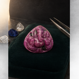 Gema de rubí tallada de Lord Ganesh para colgante o fabricación de joyas - Una fusión de espiritualidad y elegancia - Regalo de cumpleaños - Product Image 3