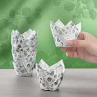 200 mini-cloches à cupcakes vertes en forme de tulipe, en papier eucalyptus, pour pâtisserie, idéales pour les cupcakes de baby shower, avec finition brillante, utilisables avec du sucre