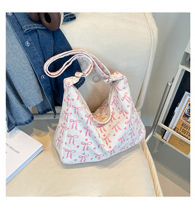 Nuevo Diseño, Bolso Tote Casual de Moda para Mujer, Estampado de Lazo, Pana, Gran Capacidad, Impermeable, Correa de Hombro, Bolso Bandolera - Product Image 4