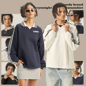 <span class=keywords><strong>Felpa</strong></span> con Cappuccio Personalizzata 100% Cotone 380g da Uomo, Autunno Primavera, a Righe, Vestibilità Ampia, Collo <span class=keywords><strong>Polo</strong></span>, Pullover - Product Image 1