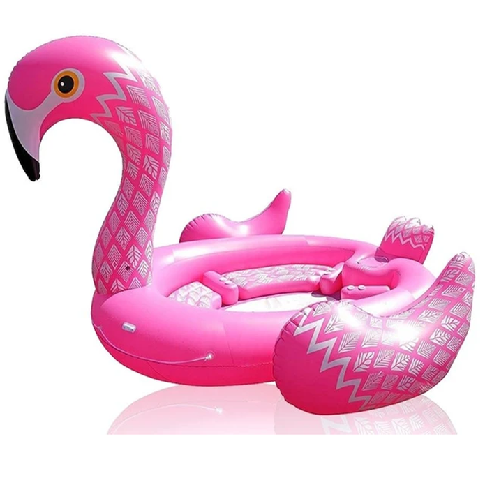 Brinquedo flutuante inflável, adulto, 6 pessoas, piscina, flamingo extra grande, ilha