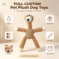 Jouet en peluche résistant aux morsures pour chiens, avec fonction couineuse et fonction molaire, design animal (ours, cochon, éléphant) avec lettres majuscules