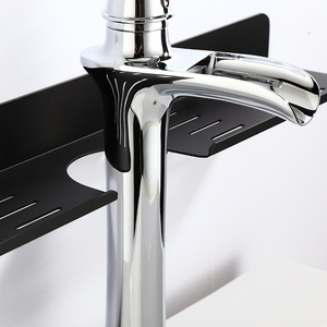 Étagère de lavabo Saint Ruijia à 1 niveau, sans perçage, en aluminium, pour le rangement des brosses à dents et du savon - Product Image 2