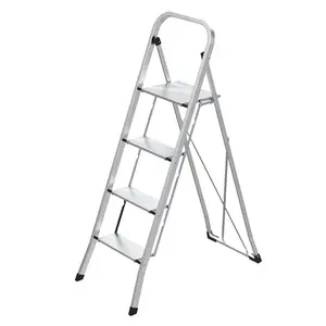 Slim-fold aluminum Foldable square tube frame folding 3 step Ladder with wide step