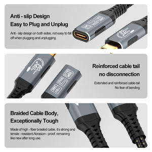Кабель-удлинитель A393-7 16K Type-C <span class=keywords><strong>USB</strong></span> 4.0 (штекер-гнездо), 240 Вт PD, 80 Гбит/с, Thunderbolt 5, для зарядки и передачи данных, 8K, ПВХ, для ноутбуков - Product Image 3