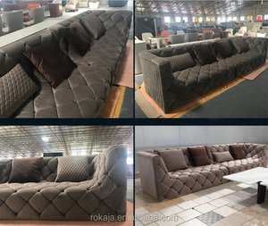 Country Style Living Room <strong>Sofa</strong> Sets <strong>Cheap</strong> Velvet Grey <strong>Chesterfield</strong> <strong>Sofa</strong> Big Size 3 4 5 Royal <strong>Sofas</strong> Luxury Living Room Furniture - Product Image 6