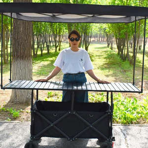 Faltbarer Vierrad-Outdoor-Campingwagen mit höhenverstellbarem Tisch und Sonnenschutzdach für Einkauf und Lagerung, OEM verfügbar - Product Image 3