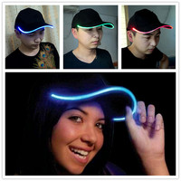 Cappello da Baseball in PVC con LED e Fibra Ottica per Spettacoli, Luminoso al Buio, Vendita all'Ingrosso