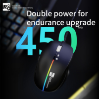 R8 Mouse Mini nirkabel, tetikus Mini nirkabel Tipe C dapat diisi ulang, 2.4G dan BT RGB untuk permainan dan penggunaan kantor