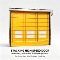 Porte rapide à ouverture large personnalisée, porte industrielle pliante motorisée en PVC avec fenêtres de vision transparentes