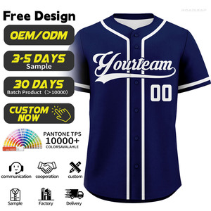 Kemeja bisbol kualitas tinggi grosir seragam bisbol klub bordir tersublimasi produsen Jersey bisbol garis halus pria - Product Image 3