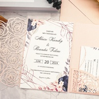 Cartes d'invitation de mariage découpées au laser avec enveloppe, vente chaude, papier de luxe, invitation en papier découpé au laser