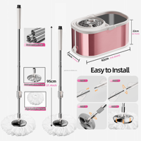 Set Ember Kapasitas Besar Gagang Baja Pink Dapat Diperpanjang Harga Pabrik Ramah Lingkungan Sistem Peras Otomatis 360° 2 Pembersih Dalam Ruangan
