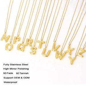 Collier avec initiale en lettres arabes plaqué or 18 carats, bijoux en acier inoxydable, pendentif alphabet personnalisé, collier avec nom - Product Image 5