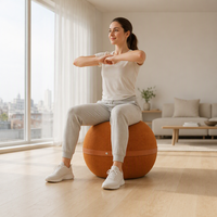 Ballon de yoga anti-éclatement marron en gros avec base de stabilité, chaise-ballon de yoga pour le bureau, en PVC, 55 cm, 65 cm, grande housse de ballon de yoga
