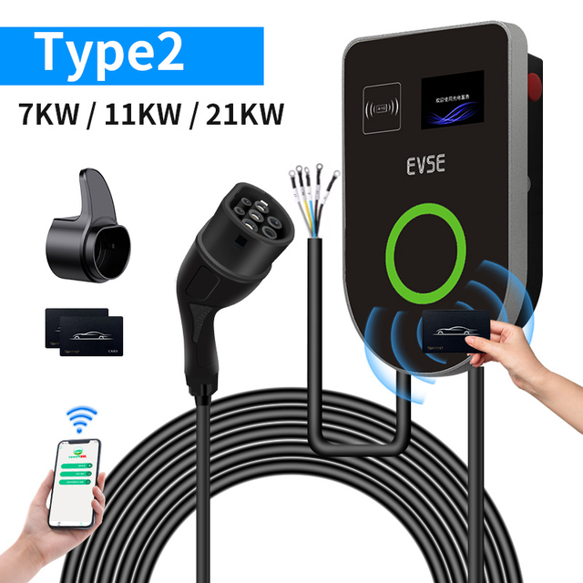 Wall-mounted AC 7kW/11kW/22kW EV Charger/Charging Station 16A/32A Type 2 EU Standard Mobile with 220V/380V Input