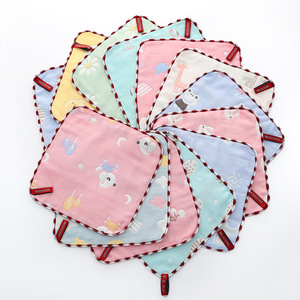 En gros, petite serviette carrée six couches en gaze pour la maternelle, motif animalier de dessin animé - Product Image 4